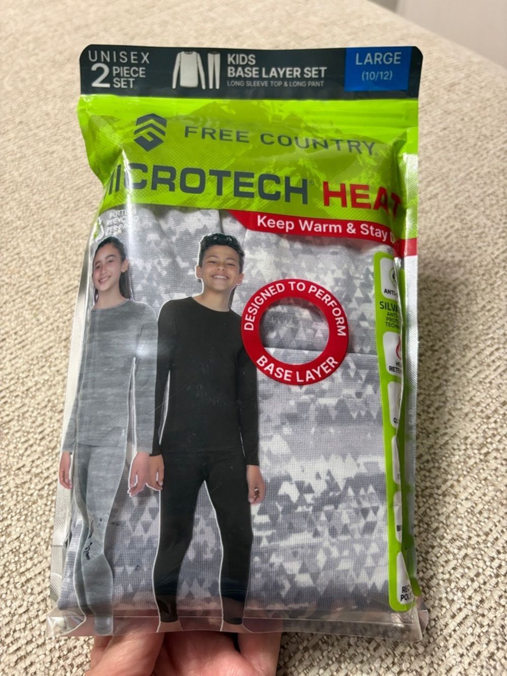 Free Country Kids Microtech Heat Base Layer Set - Black & Gray Size L 10/12